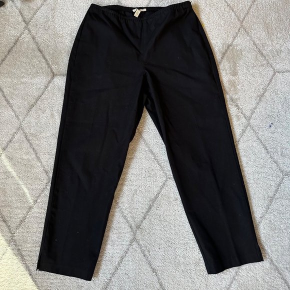 Eileen Fisher Black Cropped Pants Sz Petite Medium - Picture 1 of 7
